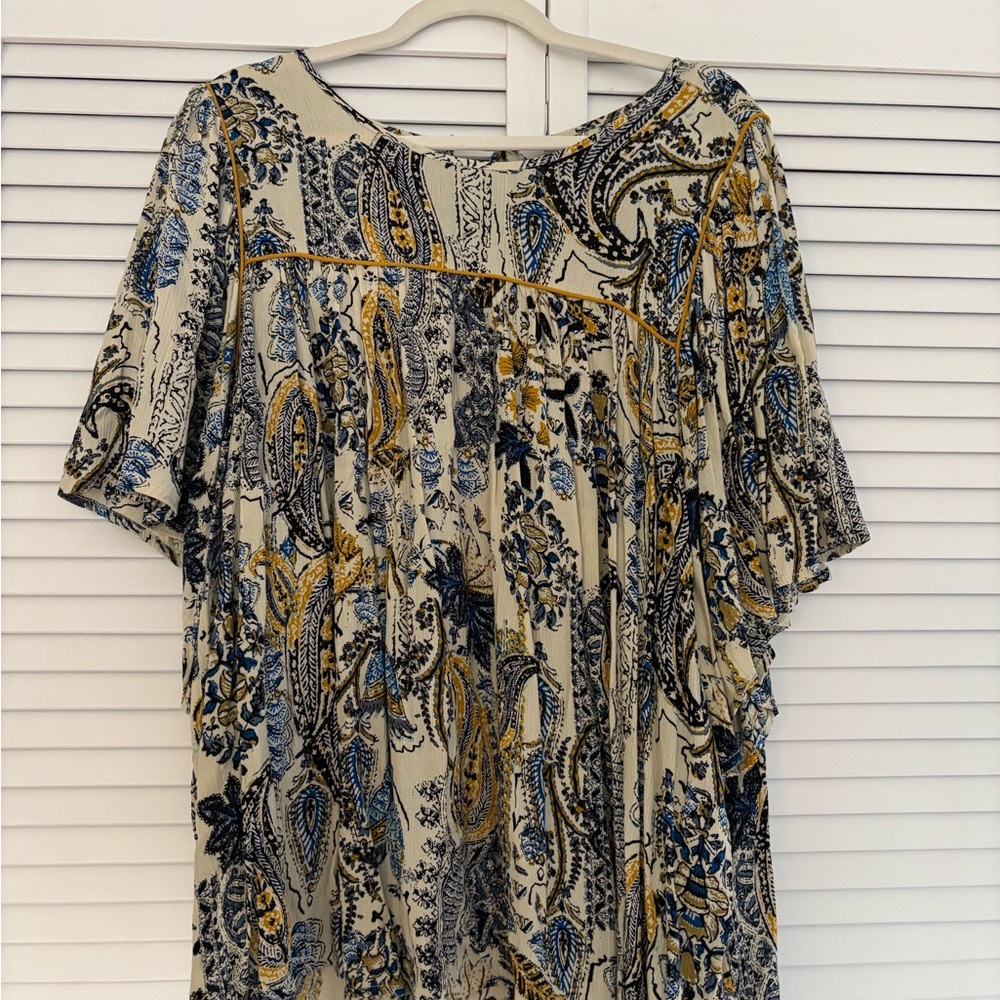 Maurices Paisley Print Blouse in Blue and Yellow